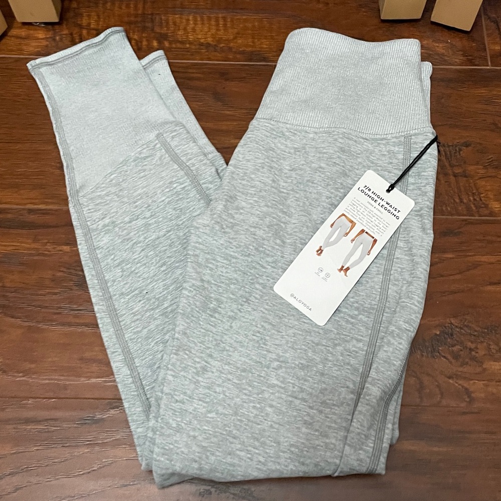 ALO Yoga Light Gray 7/8 High-Waist Leggings lounge size XS zinc Heather NWT